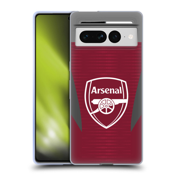 Arsenal FC Training Patterns Burgundy Soft Gel Case for Google Pixel 7 Pro