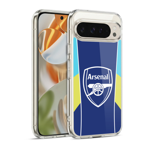 Arsenal FC Training Patterns Blue Yellow Soft Gel Case for Google Pixel 9 / Pixel 9 Pro