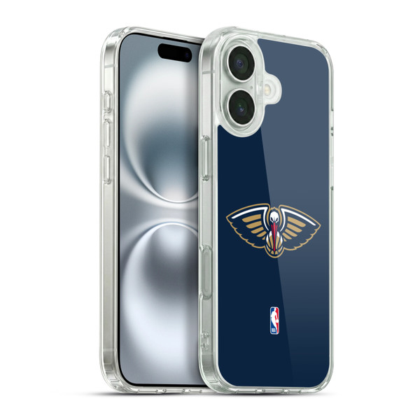 NBA New Orleans Pelicans Logo Navy Blue Soft Gel Case for Apple iPhone 16 Plus & MagSafe