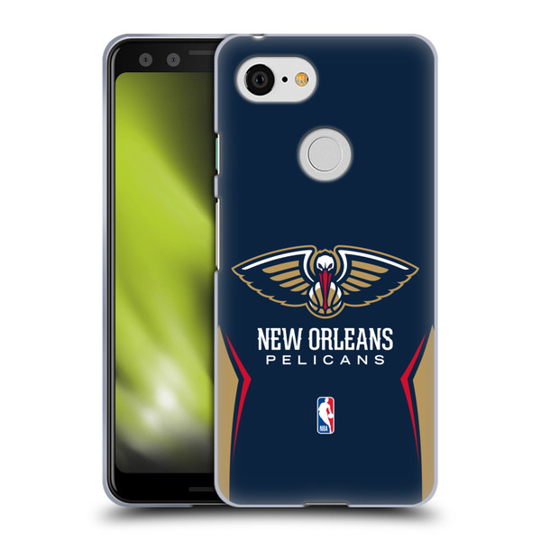 NBA New Orleans Pelicans Logo Navy Blue Design Soft Gel Case for Google Pixel 3