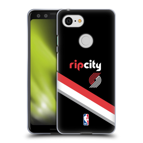 NBA Portland Trail Blazers Logo Black Design Soft Gel Case for Google Pixel 3