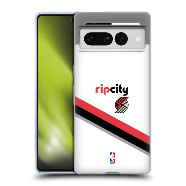 NBA Portland Trail Blazers Logo White Design Soft Gel Case for Google Pixel 7 Pro