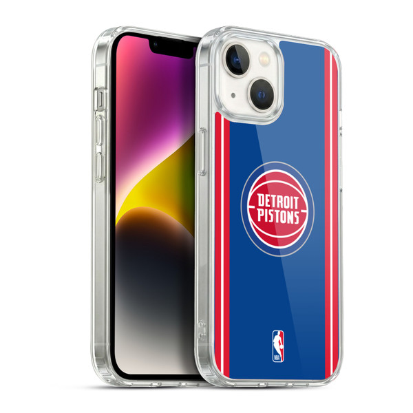 NBA Detroit Pistons Logo Blue Design Soft Gel Case for Apple iPhone 14