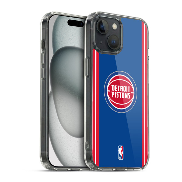 NBA Detroit Pistons Logo Blue Design Soft Gel Case for Apple iPhone 15 & MagSafe