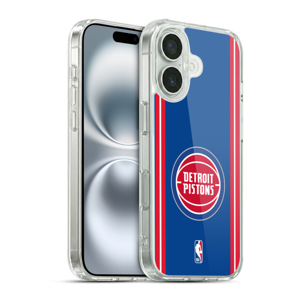 NBA Detroit Pistons Logo Blue Design Soft Gel Case for Apple iPhone 16 & MagSafe