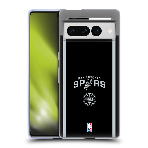 NBA San Antonio Spurs Logo Black Design Soft Gel Case for Google Pixel 7 Pro