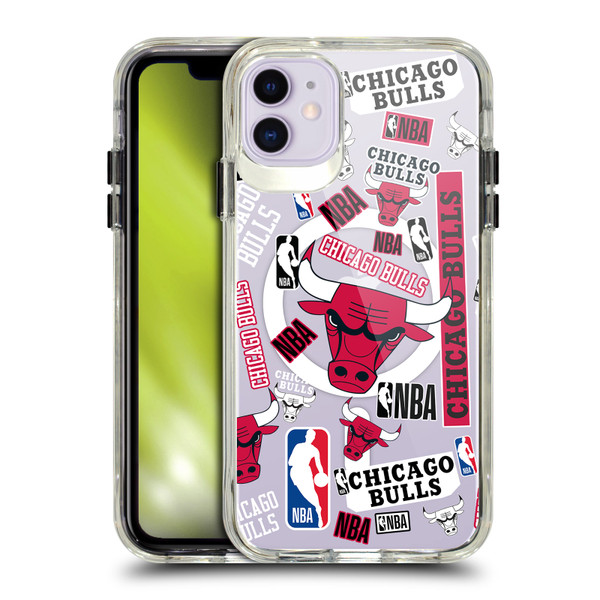 NBA Chicago Bulls Sticker Collage Print SHOCKPROOF BUMPER CASE COMPATIBLE WITH Apple iPhone 11 & MAGSAFE