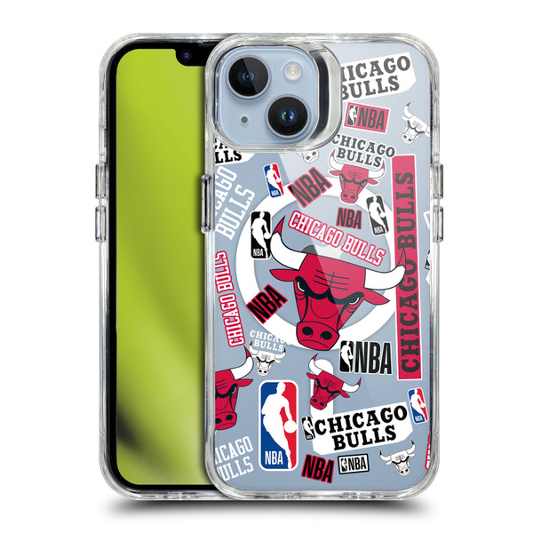 NBA Chicago Bulls Sticker Collage Print SHOCKPROOF BUMPER CASE COMPATIBLE WITH Apple iPhone 14 & MAGSAFE
