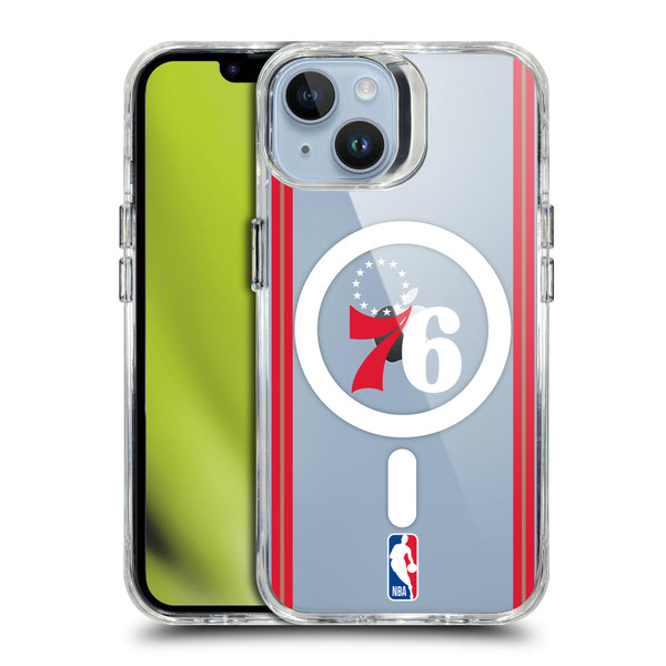 NBA Philadelphia 76ers Logo Retro Design Text SHOCKPROOF BUMPER CASE COMPATIBLE WITH Apple iPhone 14 & MAGSAFE
