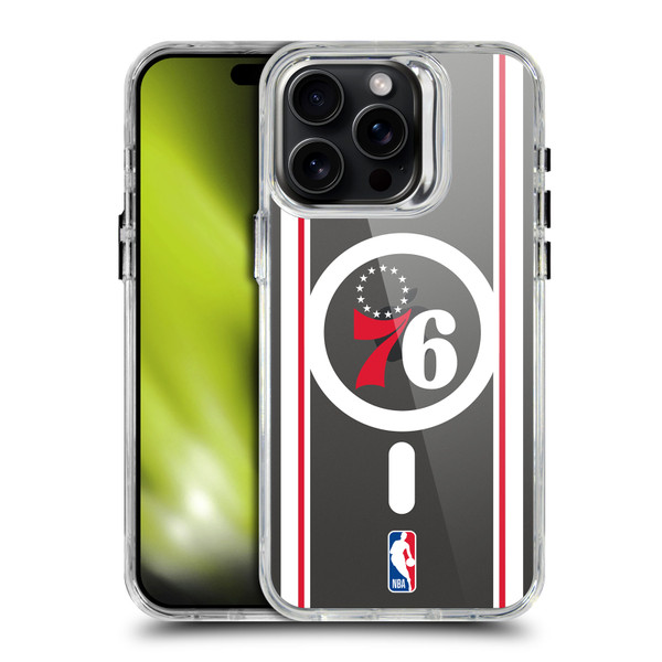 NBA Philadelphia 76ers Logo Blue Design Text SHOCKPROOF BUMPER CASE COMPATIBLE WITH Apple iPhone 15 Pro Max & MAGSAFE