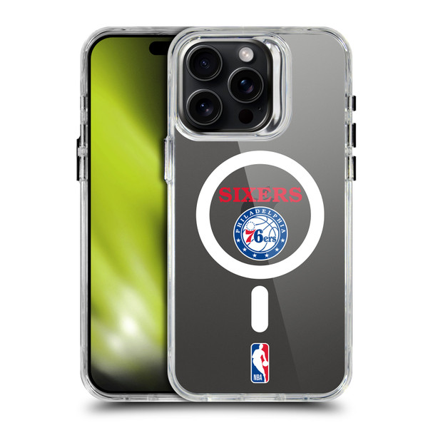 NBA Philadelphia 76ers Logo Black Design Text SHOCKPROOF BUMPER CASE COMPATIBLE WITH Apple iPhone 15 Pro Max & MAGSAFE