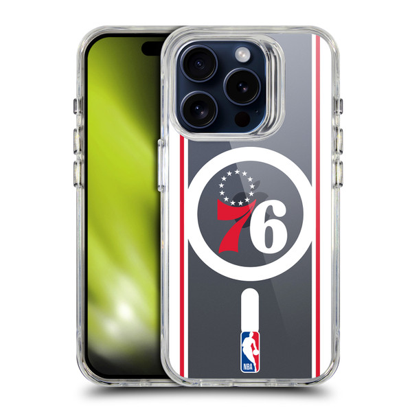 NBA Philadelphia 76ers Logo Blue Design Text SHOCKPROOF BUMPER CASE COMPATIBLE WITH Apple iPhone 15 Pro & MAGSAFE