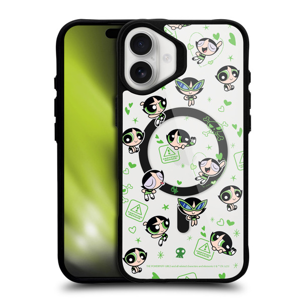 The Powerpuff Girls Character Icons Buttercup Pattern BLACK SHOCKPROOF BUMPER CASE COMPATIBLE WITH Apple iPhone 16 Plus & MAGSAFE