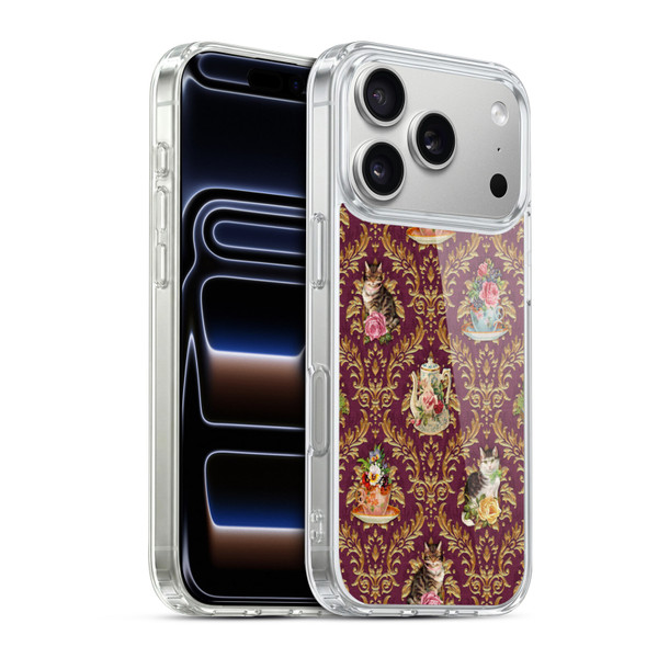 Brigid Ashwood Cats Tea Time Cats Damask Soft Gel Case for Apple iPhone 17 Pro