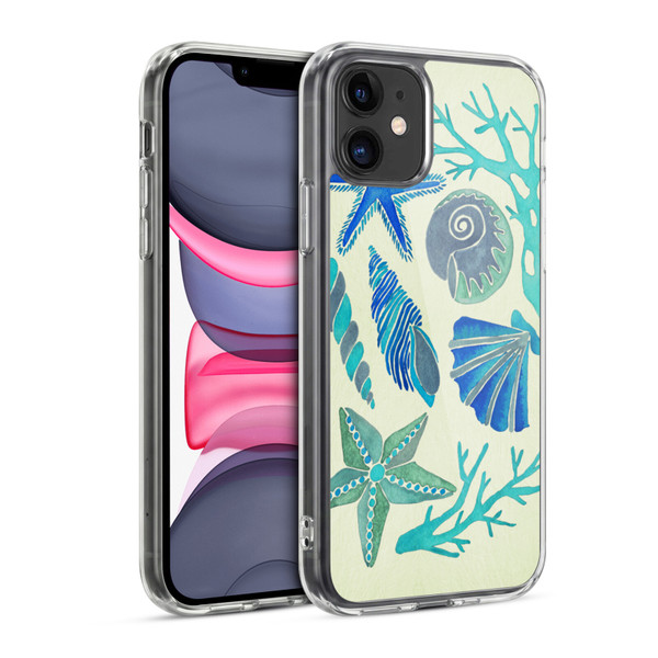 Cat Coquillette Sea Seashells Blue Soft Gel Case for Apple iPhone 11