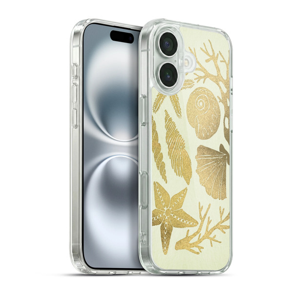 Cat Coquillette Sea Seashells Gold Soft Gel Case for Apple iPhone 16 Plus & MagSafe