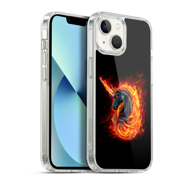 Christos Karapanos Dark Hours Unicorn Black Fire Soft Gel Case for Apple iPhone 13