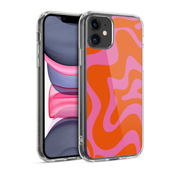 Kierkegaard Design Studio Retro Abstract Patterns Hot Pink Orange Swirl Soft Gel Case for Apple iPhone 11