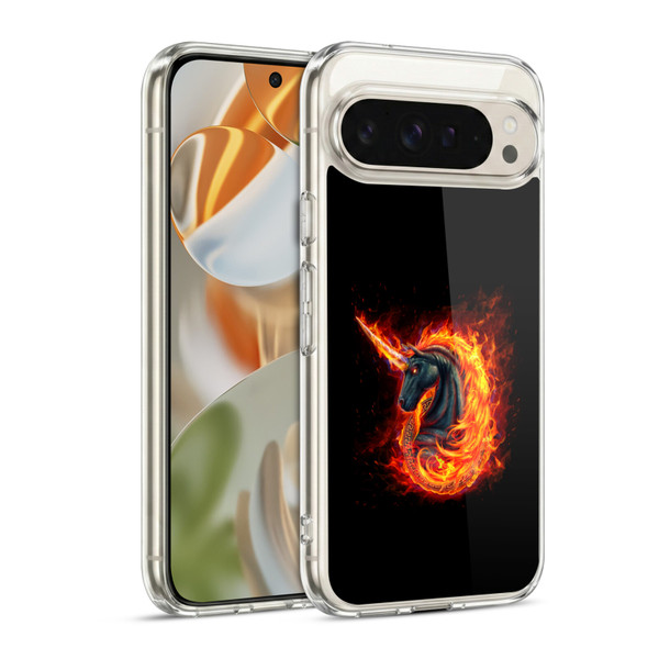 Christos Karapanos Dark Hours Unicorn Black Fire Soft Gel Case for Google Pixel 9 / Pixel 9 Pro