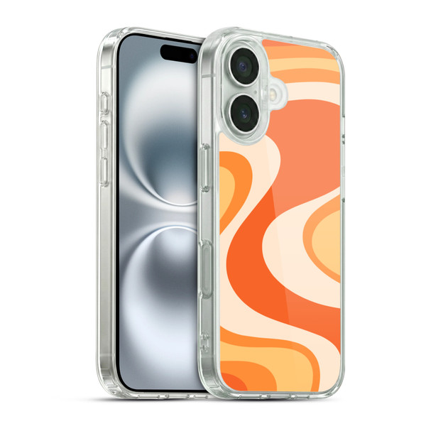 Kierkegaard Design Studio Retro Abstract Patterns Tangerine Wave Machine Soft Gel Case for Apple iPhone 16 & MagSafe