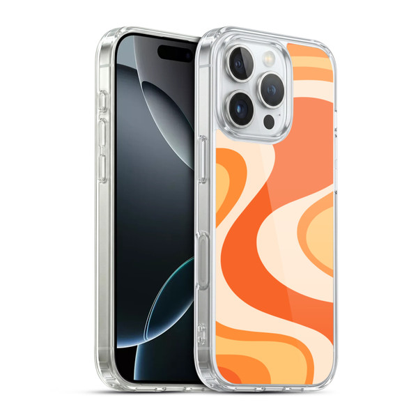 Kierkegaard Design Studio Retro Abstract Patterns Tangerine Wave Machine Soft Gel Case for Apple iPhone 16 Pro & MagSafe