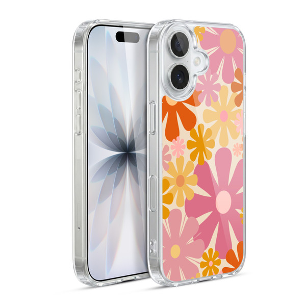 Kierkegaard Design Studio Retro Abstract Patterns Pink Orange Thulian Flowers Soft Gel Case for Apple iPhone 17