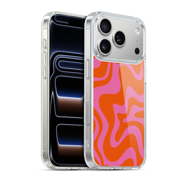 Kierkegaard Design Studio Retro Abstract Patterns Hot Pink Orange Swirl Soft Gel Case for Apple iPhone 17 Pro