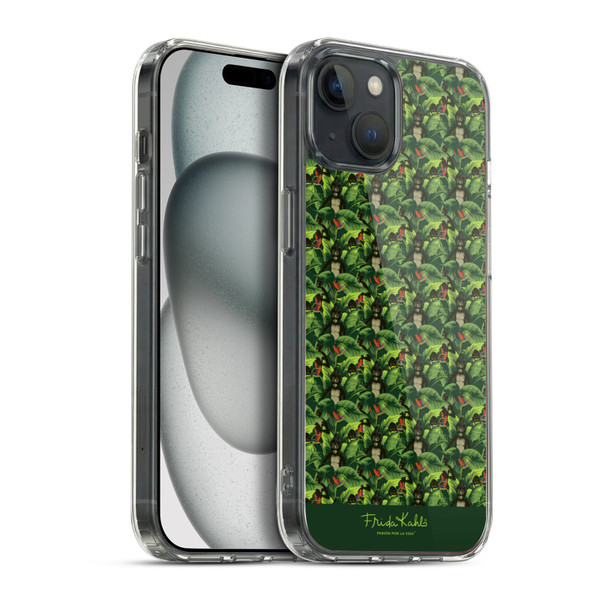 Frida Kahlo Tropical Monkey Pattern Soft Gel Case for Apple iPhone 15 Plus & MagSafe
