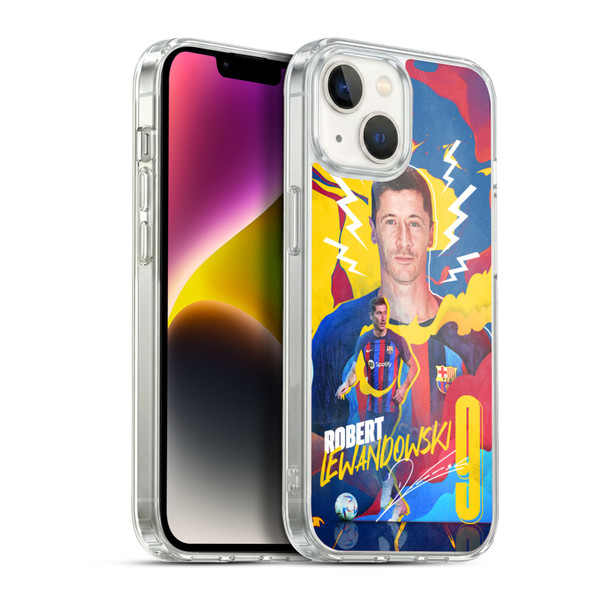 FC Barcelona 2022/23 First Team Robert Lewandowski Soft Gel Case for Apple iPhone 14