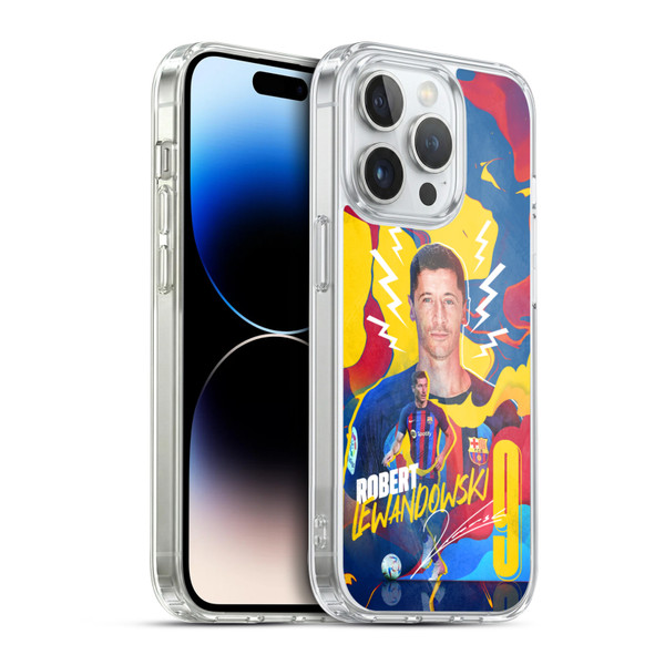 FC Barcelona 2022/23 First Team Robert Lewandowski Soft Gel Case for Apple iPhone 14 Pro & MagSafe