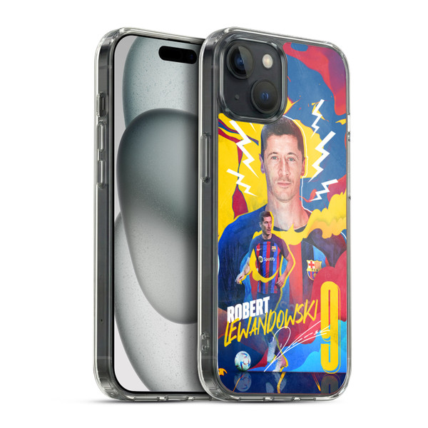 FC Barcelona 2022/23 First Team Robert Lewandowski Soft Gel Case for Apple iPhone 15 Plus & MagSafe