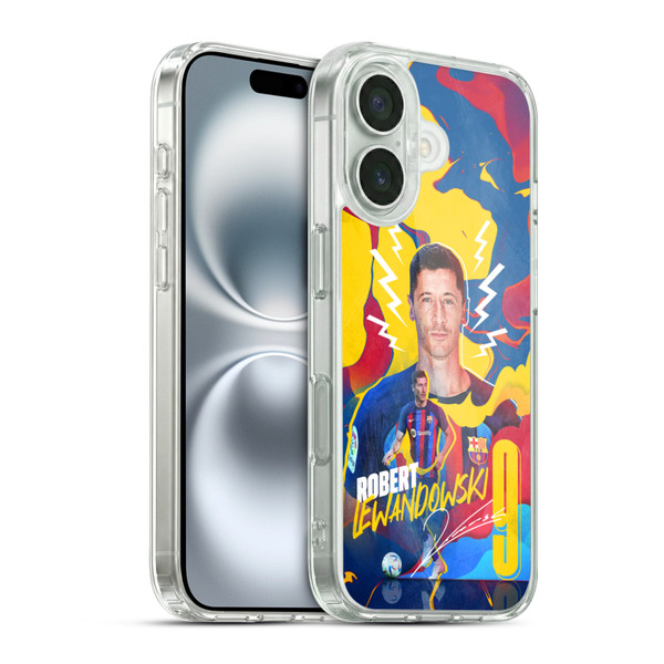 FC Barcelona 2022/23 First Team Robert Lewandowski Soft Gel Case for Apple iPhone 16 & MagSafe