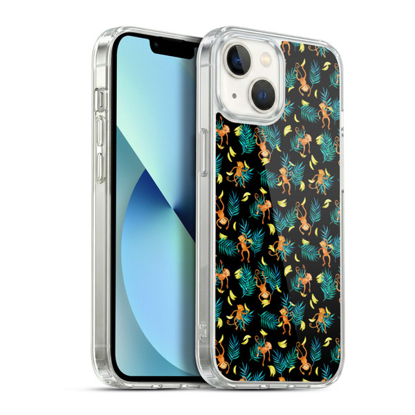 Micklyn Le Feuvre Animals Tropical Monkey Banana Soft Gel Case for Apple iPhone 13