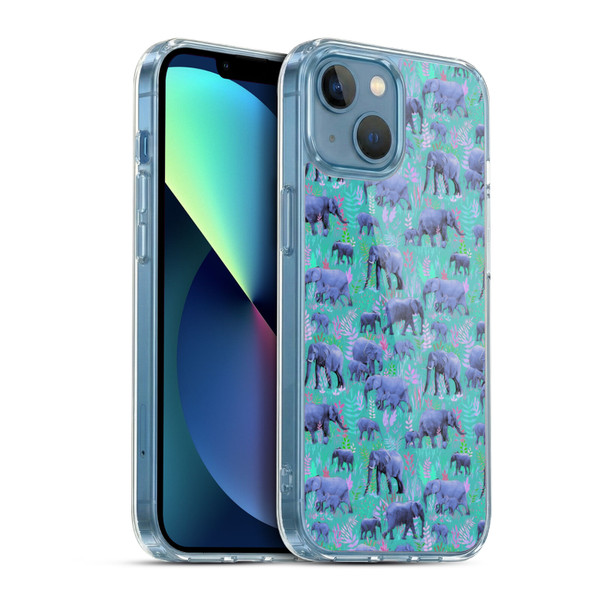 Micklyn Le Feuvre Animals Sweet Elephants Soft Gel Case for Apple iPhone 13 Mini & MagSafe