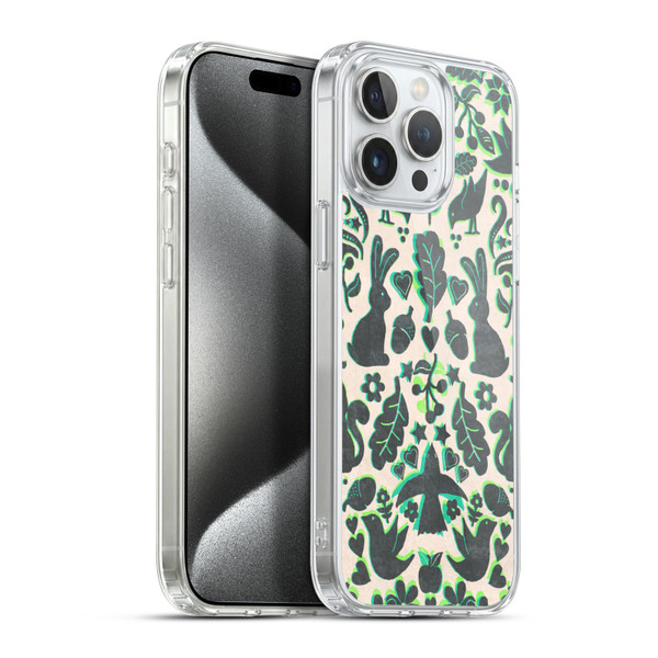 Micklyn Le Feuvre Animals Two Rabbits Folk Art Pattern Soft Gel Case for Apple iPhone 15 Pro Max & MagSafe