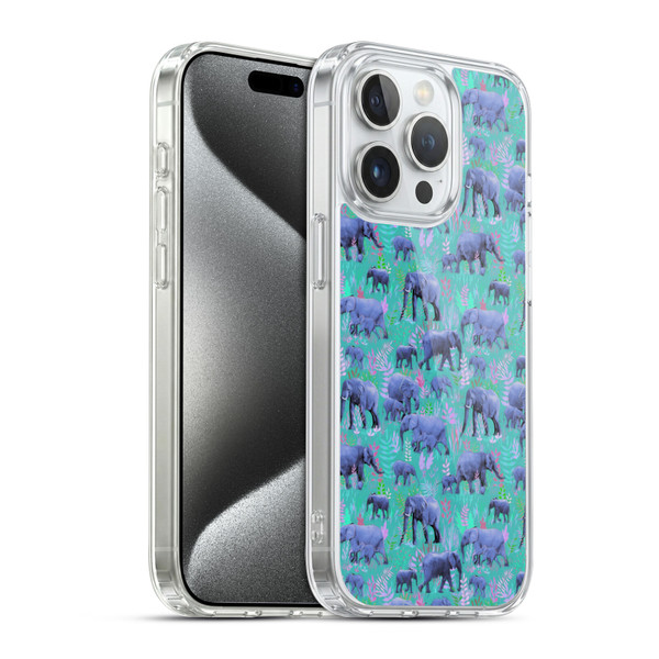 Micklyn Le Feuvre Animals Sweet Elephants Soft Gel Case for Apple iPhone 15 Pro & MagSafe