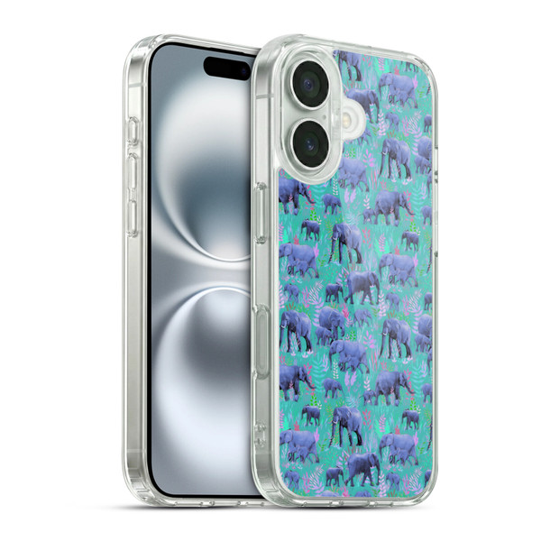 Micklyn Le Feuvre Animals Sweet Elephants Soft Gel Case for Apple iPhone 16 & MagSafe