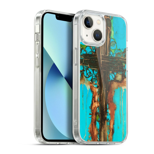 Michel Keck Religious Abstract Cross 2 Soft Gel Case for Apple iPhone 13