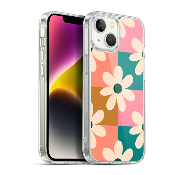 Gabriela Thomeu Retro Daisy Checkered Colors Soft Gel Case for Apple iPhone 14