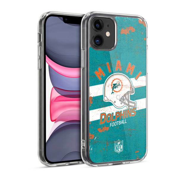 NFL Miami Dolphins Logo Art Helmet Distressed Soft Gel Case for Apple iPhone 11