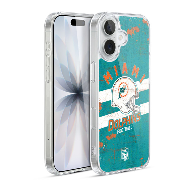 NFL Miami Dolphins Logo Art Helmet Distressed Soft Gel Case for Apple iPhone 17