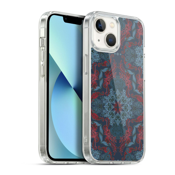 Micklyn Le Feuvre Mandala Fancy Navy Blue and Red Soft Gel Case for Apple iPhone 13
