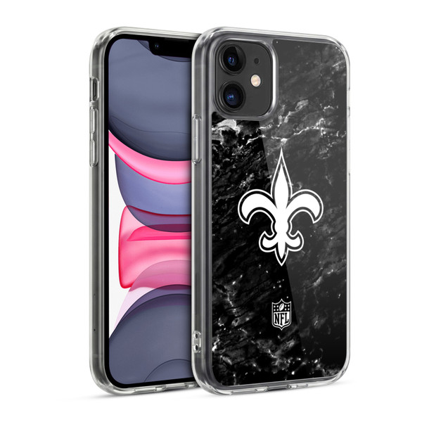 NFL New Orleans Saints Artwork Marble Soft Gel Case for Apple iPhone 11