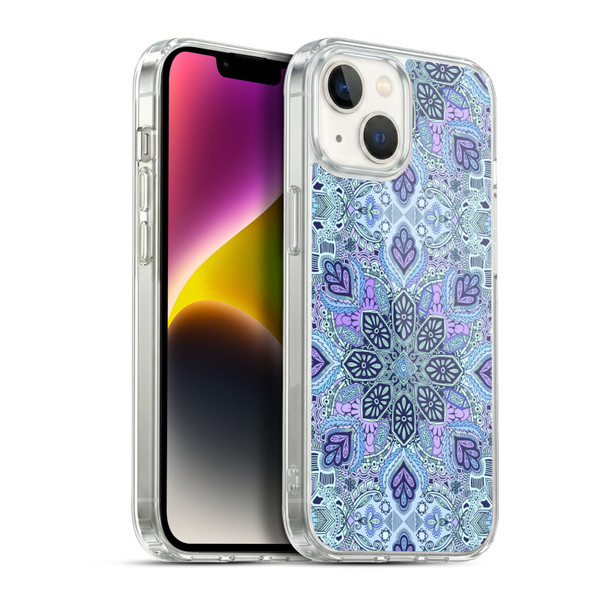 Micklyn Le Feuvre Mandala Navy Blue Mint and Purple Soft Gel Case for Apple iPhone 14