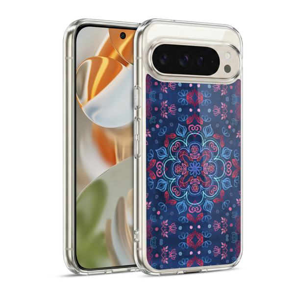 Micklyn Le Feuvre Mandala Cherry Red and Navy Blue Soft Gel Case for Google Pixel 9 / Pixel 9 Pro