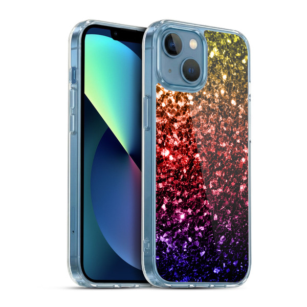 PLdesign Glitter Sparkles Rainbow Soft Gel Case for Apple iPhone 13 Mini & MagSafe