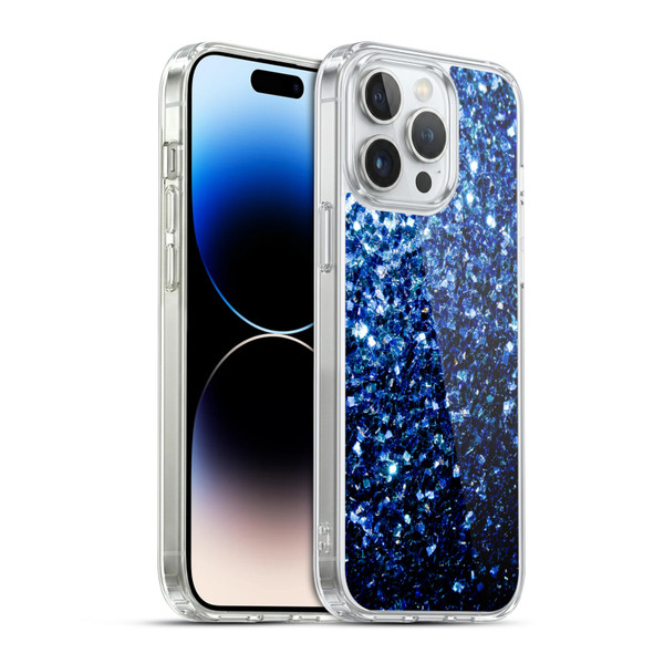 PLdesign Glitter Sparkles Dark Blue Soft Gel Case for Apple iPhone 14 Pro Max & MagSafe