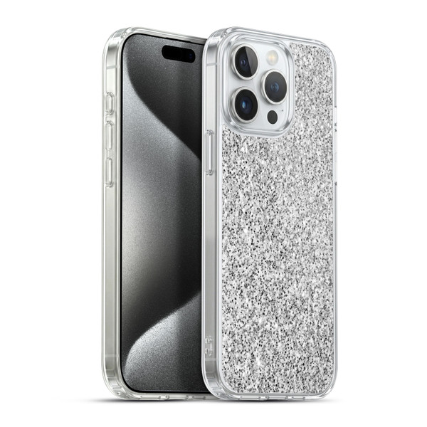 PLdesign Glitter Sparkles Silver Soft Gel Case for Apple iPhone 15 Pro Max & MagSafe