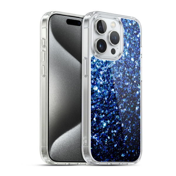 PLdesign Glitter Sparkles Dark Blue Soft Gel Case for Apple iPhone 15 Pro & MagSafe