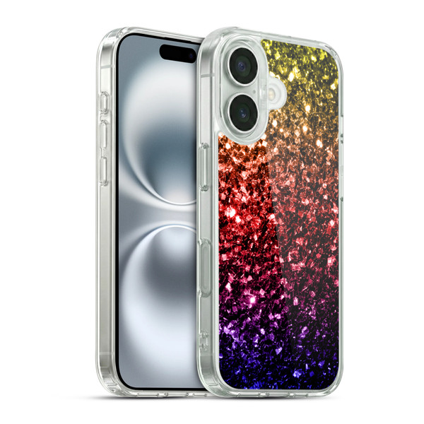 PLdesign Glitter Sparkles Rainbow Soft Gel Case for Apple iPhone 16 & MagSafe
